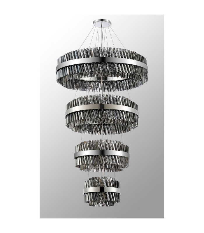 Lysander 4 Tier 40cm + 60cm + 80cm + 1m Pendant 10 + 18 + 24 + 32 Light G9 Polished Nickel/Smoke Item Weight: 80kg-12