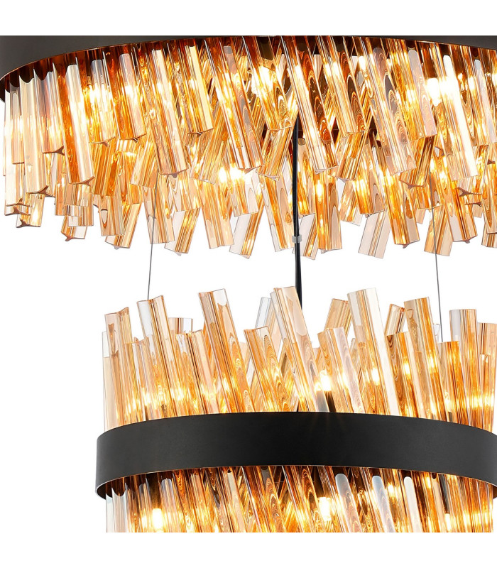 Lysander 4 Tier 40cm + 60cm + 80cm + 1m Pendant 10 + 18 + 24 + 32 Light G9 Satin Black/Amber Item Weight: 80kg-6