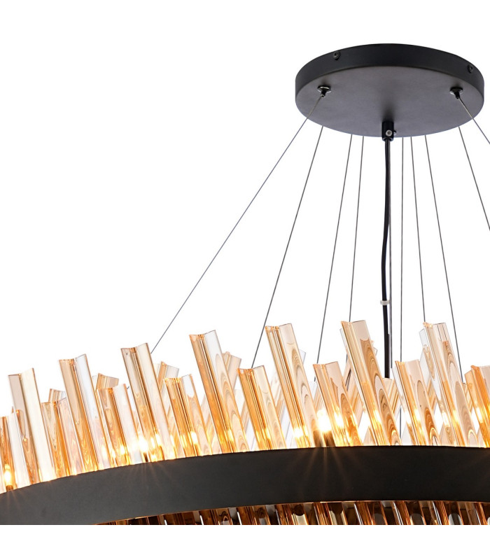 Lysander 4 Tier 40cm + 60cm + 80cm + 1m Pendant 10 + 18 + 24 + 32 Light G9 Satin Black/Amber Item Weight: 80kg-7