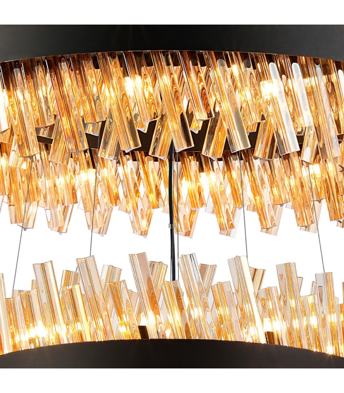 Lysander 4 Tier 40cm + 60cm + 80cm + 1m Pendant 10 + 18 + 24 + 32 Light G9 Satin Black/Amber Item Weight: 80kg-8