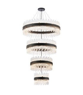 Lysander 4 Tier 40cm + 60cm + 80cm + 1m Pendant 10 + 18 + 24 + 32 Light G9 Satin Black/Clear Item Weight: 80kg-1