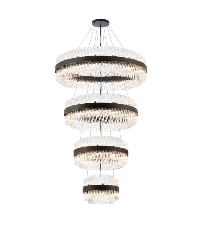Lysander 4 Tier 40cm + 60cm + 80cm + 1m Pendant 10 + 18 + 24 + 32 Light G9 Satin Black/Clear Item Weight: 80kg-5