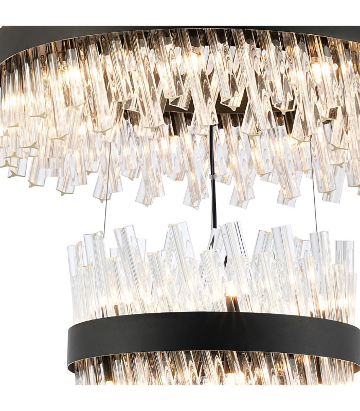 Lysander 4 Tier 40cm + 60cm + 80cm + 1m Pendant 10 + 18 + 24 + 32 Light G9 Satin Black/Clear Item Weight: 80kg-6
