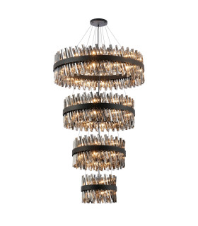Lysander 4 Tier 40cm + 60cm + 80cm + 1m Pendant 10 + 18 + 24 + 32 Light G9 Satin Black/Smoke Item Weight: 80kg-1