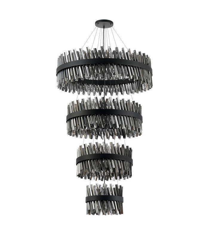 Lysander 4 Tier 40cm + 60cm + 80cm + 1m Pendant 10 + 18 + 24 + 32 Light G9 Satin Black/Smoke Item Weight: 80kg-7