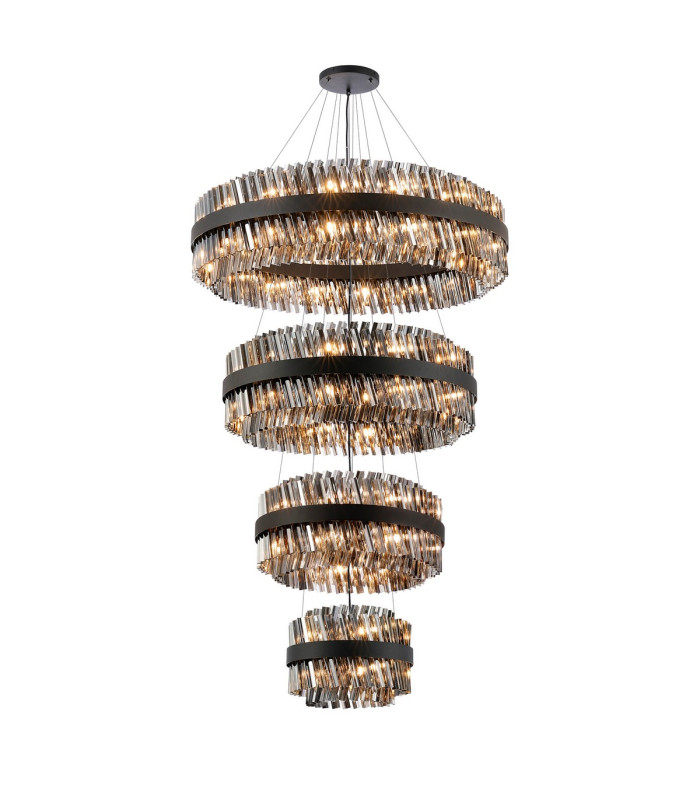 Lysander 4 Tier 40cm + 60cm + 80cm + 1m Pendant 10 + 18 + 24 + 32 Light G9 Satin Black/Smoke Item Weight: 80kg-8