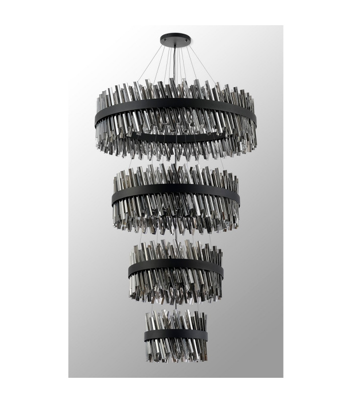 Lysander 4 Tier 40cm + 60cm + 80cm + 1m Pendant 10 + 18 + 24 + 32 Light G9 Satin Black/Smoke Item Weight: 80kg-13