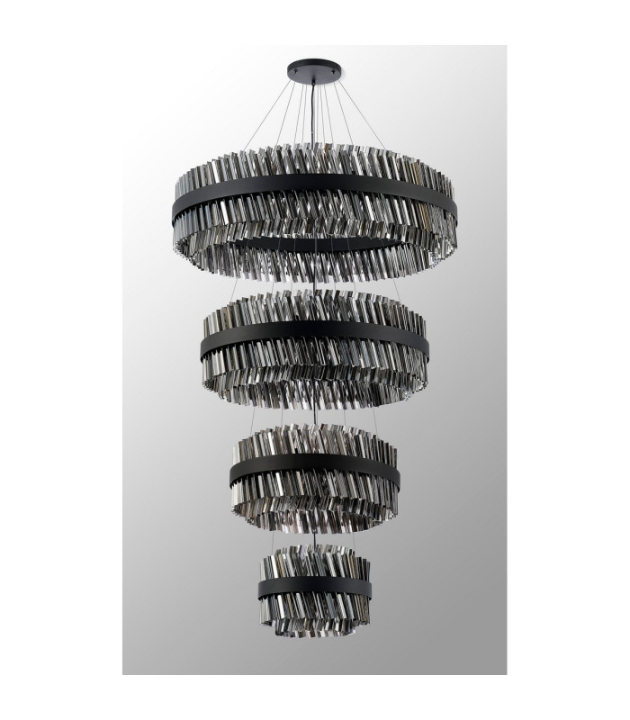 Lysander 4 Tier 40cm + 60cm + 80cm + 1m Pendant 10 + 18 + 24 + 32 Light G9 Satin Black/Smoke Item Weight: 80kg-15