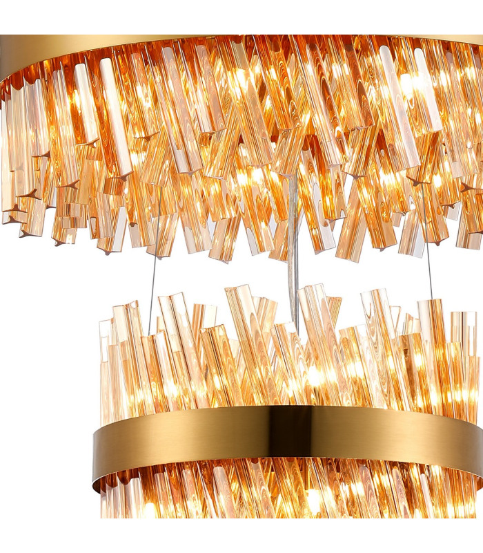Lysander 3 Tier 40cm + 60cm + 80cm Pendant 10 + 18 + 24 Light G9 Brass/Amber Item Weight: 50kg-6