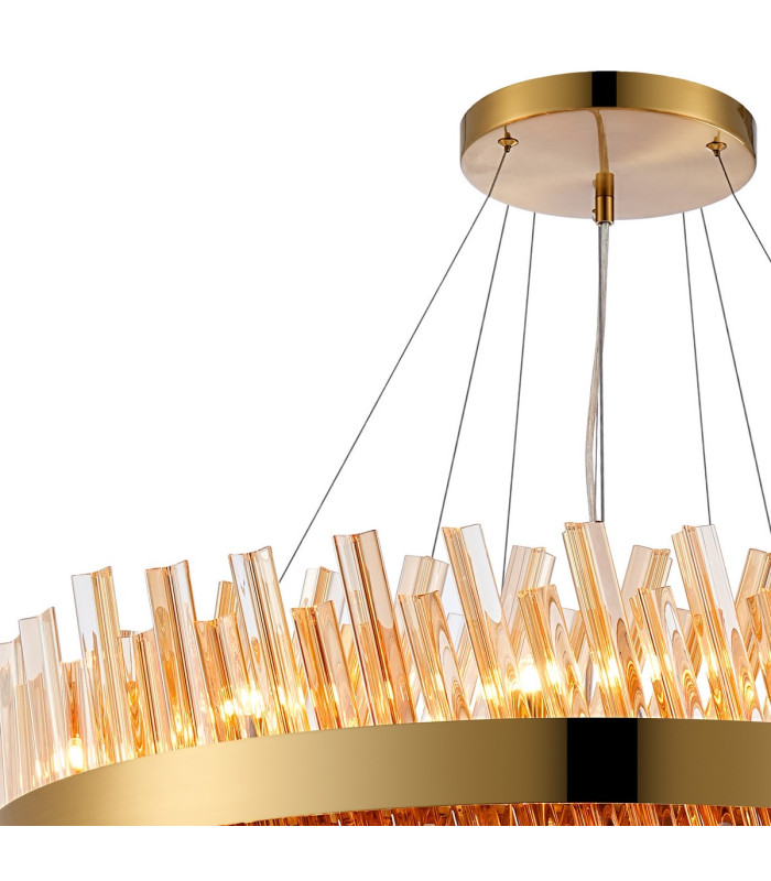 Lysander 3 Tier 40cm + 60cm + 80cm Pendant 10 + 18 + 24 Light G9 Brass/Amber Item Weight: 50kg-7
