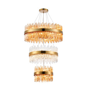 Lysander 3 Tier 40cm + 60cm + 80cm Pendant 10 + 18 + 24 Light G9 Brass/Amber/Clear Item Weight: 50kg-1