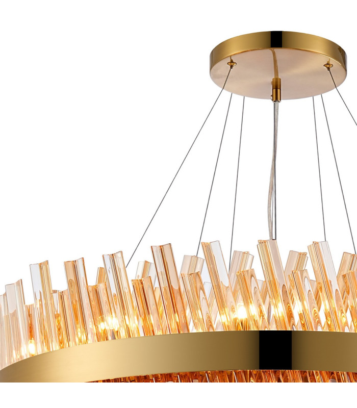 Lysander 3 Tier 40cm + 60cm + 80cm Pendant 10 + 18 + 24 Light G9 Brass/Amber/Clear Item Weight: 50kg-7