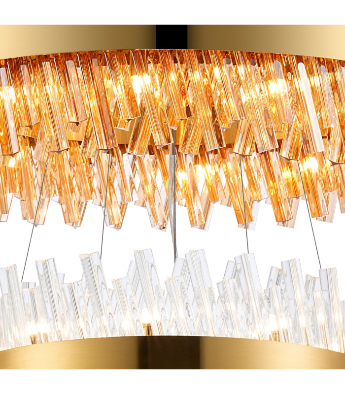 Lysander 3 Tier 40cm + 60cm + 80cm Pendant 10 + 18 + 24 Light G9 Brass/Amber/Clear Item Weight: 50kg-8