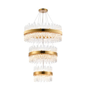 Lysander 3 Tier 40cm + 60cm + 80cm Pendant 10 + 18 + 24 Light G9 Brass/Clear Item Weight: 50kg-1