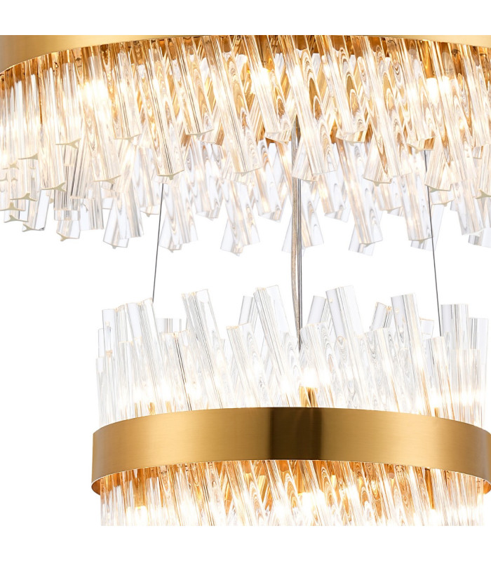 Lysander 3 Tier 40cm + 60cm + 80cm Pendant 10 + 18 + 24 Light G9 Brass/Clear Item Weight: 50kg-6