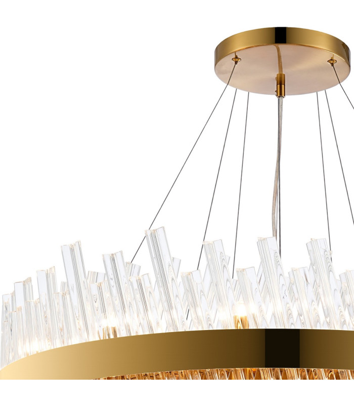 Lysander 3 Tier 40cm + 60cm + 80cm Pendant 10 + 18 + 24 Light G9 Brass/Clear Item Weight: 50kg-7