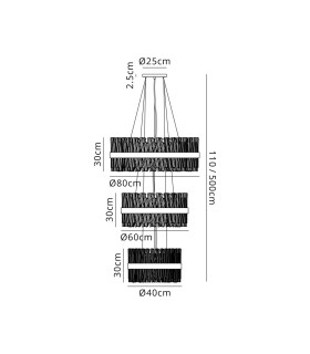 Lysander 3 Tier 40cm + 60cm + 80cm Pendant 10 + 18 + 24 Light G9 Brass/Smoke Item Weight: 50kg-2