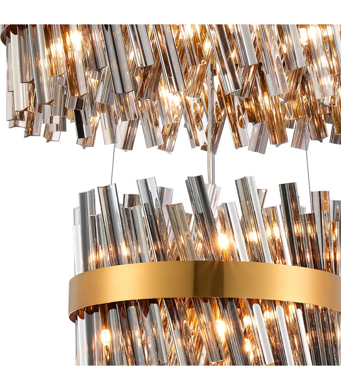 Lysander 3 Tier 40cm + 60cm + 80cm Pendant 10 + 18 + 24 Light G9 Brass/Smoke Item Weight: 50kg-6