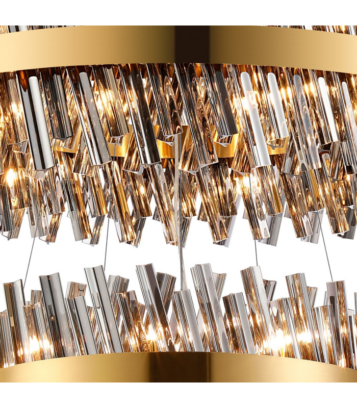 Lysander 3 Tier 40cm + 60cm + 80cm Pendant 10 + 18 + 24 Light G9 Brass/Smoke Item Weight: 50kg-8