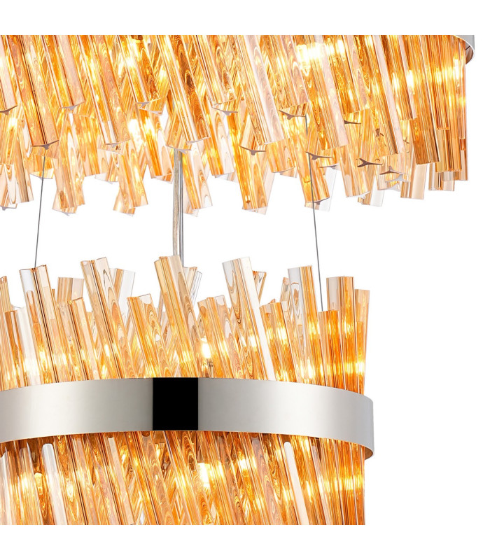 Lysander 3 Tier 40cm + 60cm + 80cm Pendant 10 + 18 + 24 Light G9 Polished Nickel/Amber Item Weight: 50kg-6