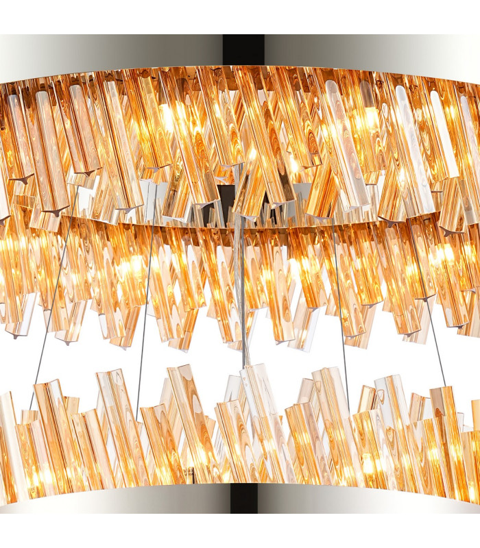 Lysander 3 Tier 40cm + 60cm + 80cm Pendant 10 + 18 + 24 Light G9 Polished Nickel/Amber Item Weight: 50kg-8