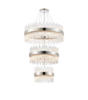 Lysander 3 Tier 40cm + 60cm + 80cm Pendant 10 + 18 + 24 Light G9 Polished Nickel/Clear Item Weight: 50kg-1