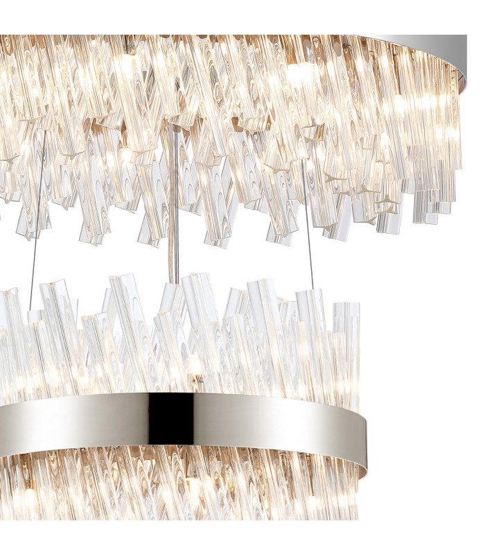 Lysander 3 Tier 40cm + 60cm + 80cm Pendant 10 + 18 + 24 Light G9 Polished Nickel/Clear Item Weight: 50kg-6
