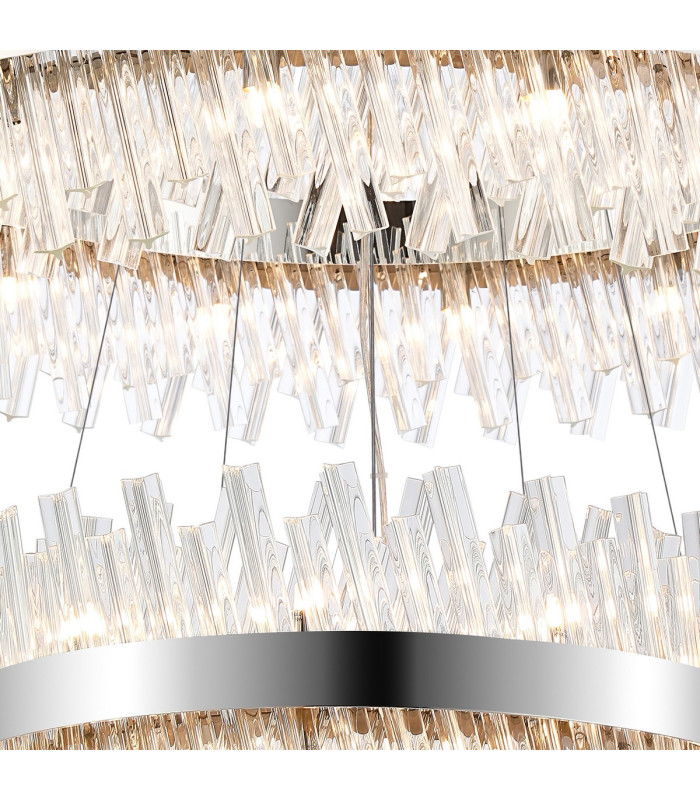 Lysander 3 Tier 40cm + 60cm + 80cm Pendant 10 + 18 + 24 Light G9 Polished Nickel/Clear Item Weight: 50kg-8