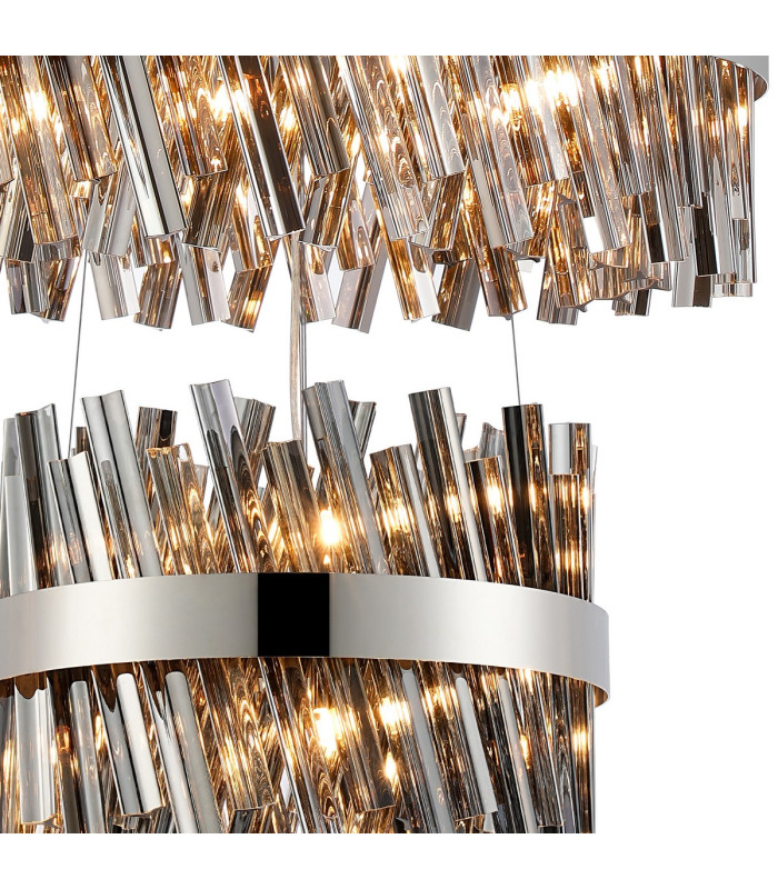 Lysander 3 Tier 40cm + 60cm + 80cm Pendant 10 + 18 + 24 Light G9 Polished Nickel/Smoke Item Weight: 50kg-6