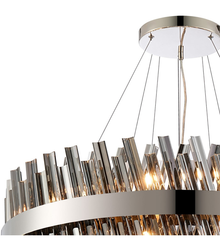 Lysander 3 Tier 40cm + 60cm + 80cm Pendant 10 + 18 + 24 Light G9 Polished Nickel/Smoke Item Weight: 50kg-7