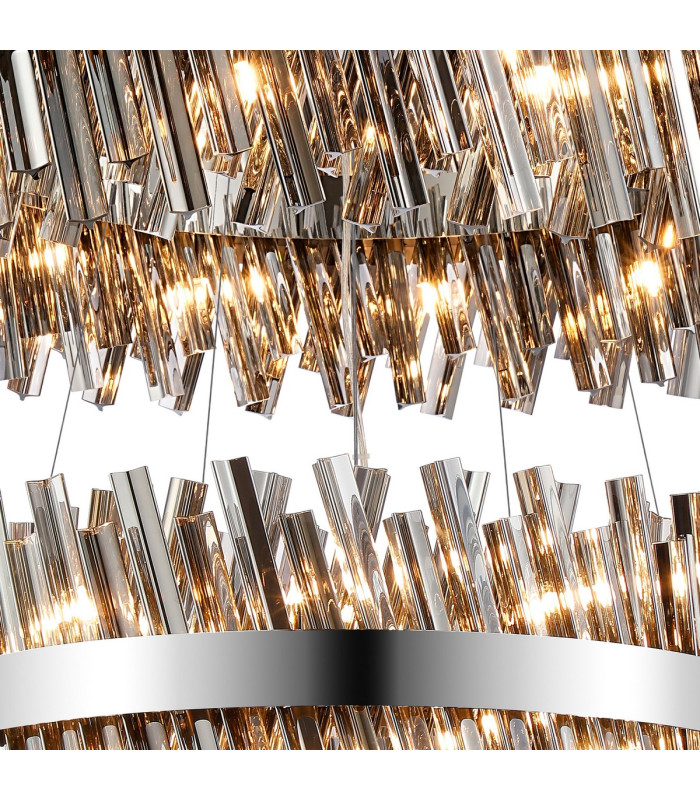 Lysander 3 Tier 40cm + 60cm + 80cm Pendant 10 + 18 + 24 Light G9 Polished Nickel/Smoke Item Weight: 50kg-8