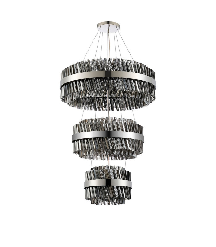 Lysander 3 Tier 40cm + 60cm + 80cm Pendant 10 + 18 + 24 Light G9 Polished Nickel/Smoke Item Weight: 50kg-9