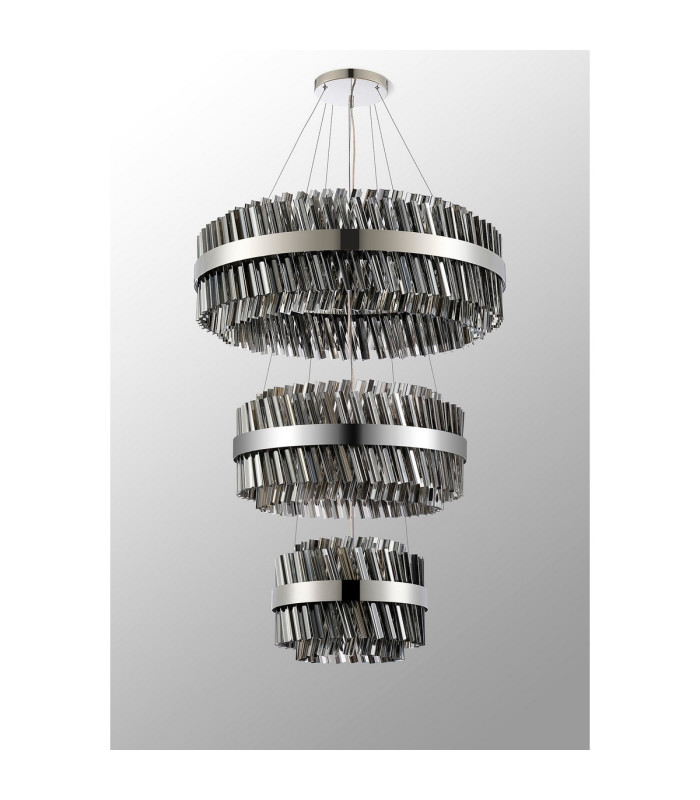 Lysander 3 Tier 40cm + 60cm + 80cm Pendant 10 + 18 + 24 Light G9 Polished Nickel/Smoke Item Weight: 50kg-12