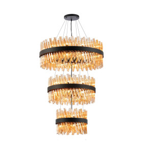 Lysander 3 Tier 40cm + 60cm + 80cm Pendant 10 + 18 + 24 Light G9 Satin Black/Amber Item Weight: 50kg-1