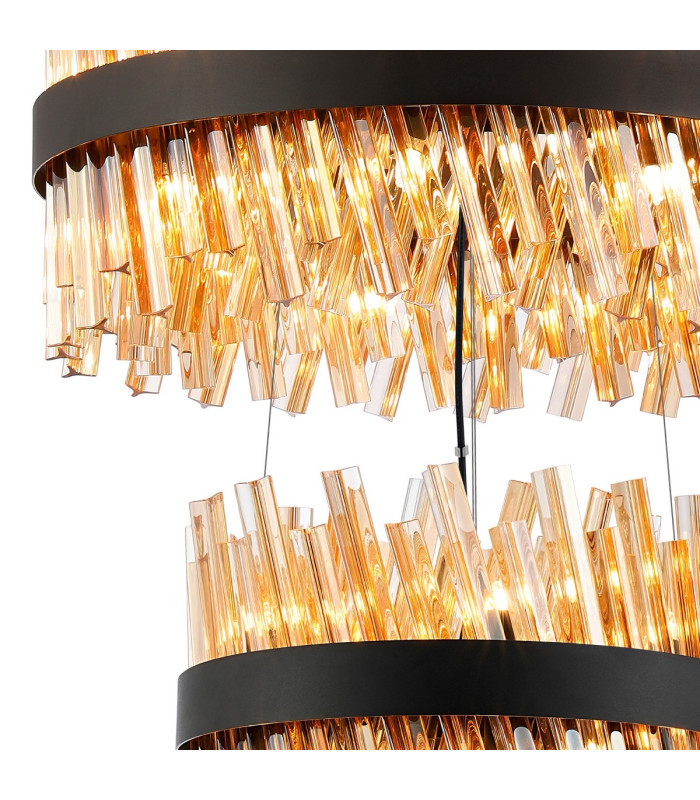 Lysander 3 Tier 40cm + 60cm + 80cm Pendant 10 + 18 + 24 Light G9 Satin Black/Amber Item Weight: 50kg-5