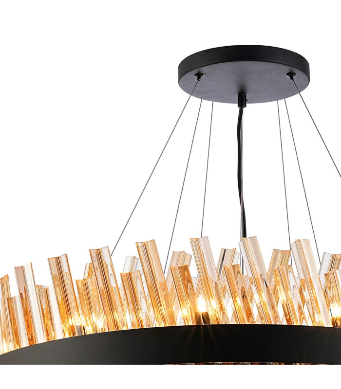 Lysander 3 Tier 40cm + 60cm + 80cm Pendant 10 + 18 + 24 Light G9 Satin Black/Amber Item Weight: 50kg-6