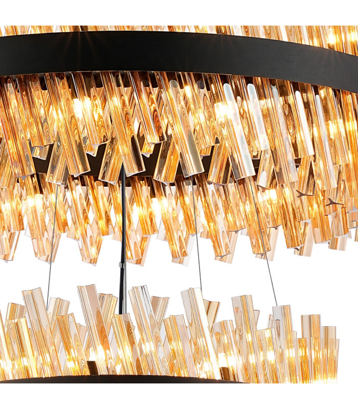 Lysander 3 Tier 40cm + 60cm + 80cm Pendant 10 + 18 + 24 Light G9 Satin Black/Amber Item Weight: 50kg-7