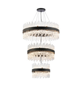 Lysander 3 Tier 40cm + 60cm + 80cm Pendant 10 + 18 + 24 Light G9 Satin Black/Clear Item Weight: 50kg-1