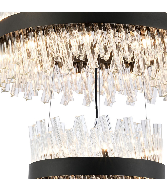 Lysander 3 Tier 40cm + 60cm + 80cm Pendant 10 + 18 + 24 Light G9 Satin Black/Clear Item Weight: 50kg-6
