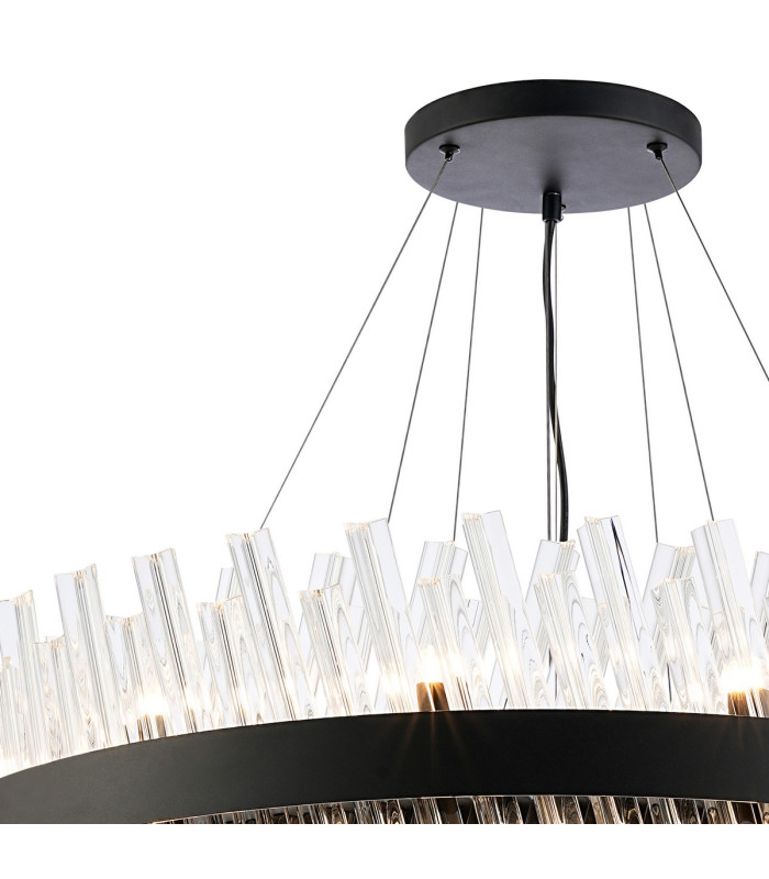 Lysander 3 Tier 40cm + 60cm + 80cm Pendant 10 + 18 + 24 Light G9 Satin Black/Clear Item Weight: 50kg-7