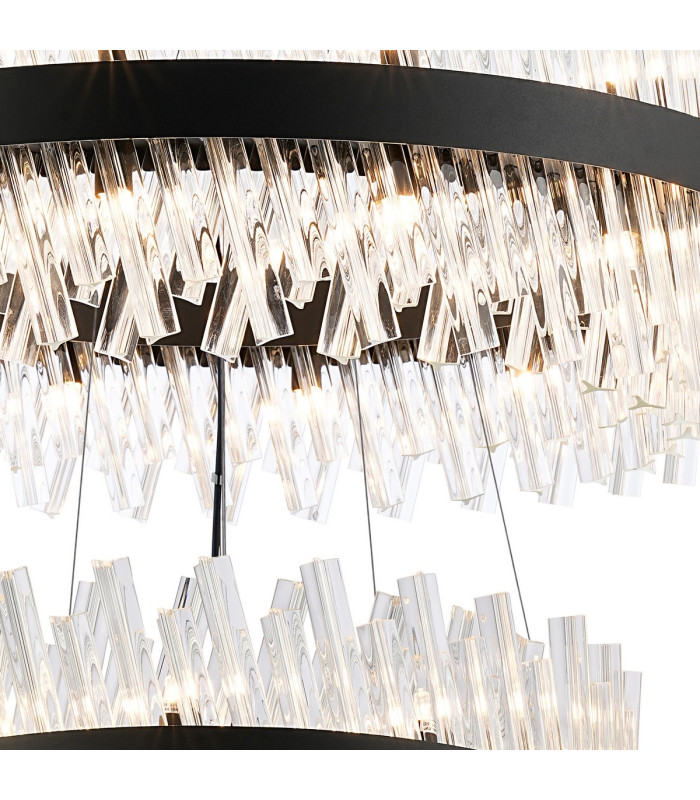 Lysander 3 Tier 40cm + 60cm + 80cm Pendant 10 + 18 + 24 Light G9 Satin Black/Clear Item Weight: 50kg-8
