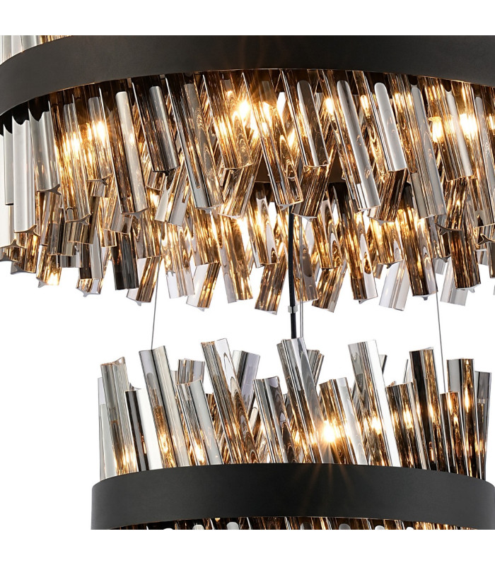 Lysander 3 Tier 40cm + 60cm + 80cm Pendant 10 + 18 + 24 Light G9 Satin Black/Smoke Item Weight: 50kg-6