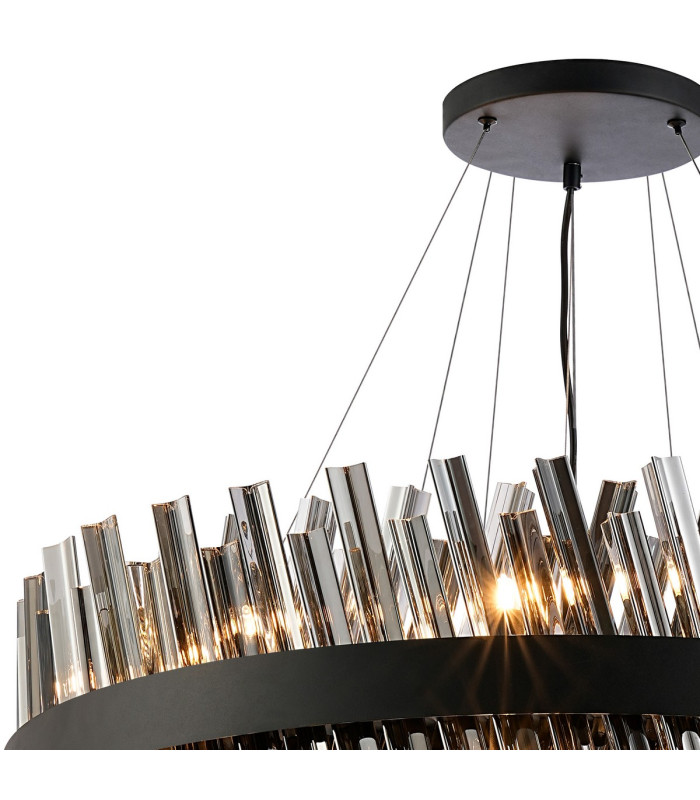 Lysander 3 Tier 40cm + 60cm + 80cm Pendant 10 + 18 + 24 Light G9 Satin Black/Smoke Item Weight: 50kg-7