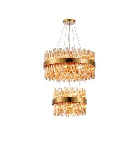 Lysander 2 Tier 40cm + 60cm Pendant 10 + 18 Light G9 Brass/Amber Item Weight: 27kg-1
