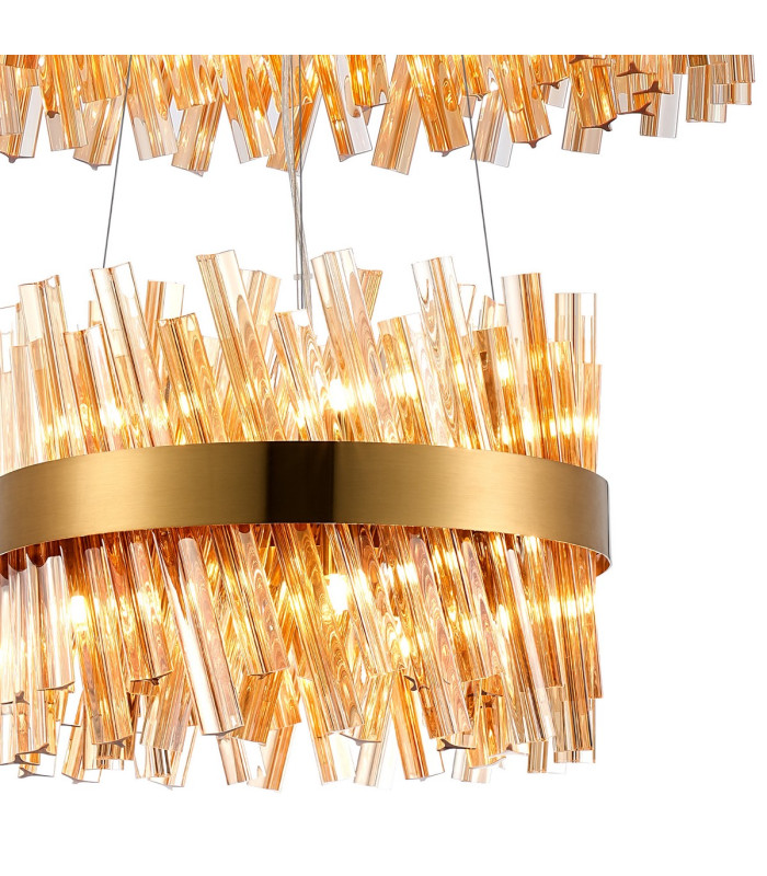 Lysander 2 Tier 40cm + 60cm Pendant 10 + 18 Light G9 Brass/Amber Item Weight: 27kg-6