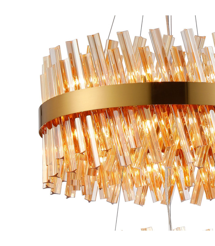 Lysander 2 Tier 40cm + 60cm Pendant 10 + 18 Light G9 Brass/Amber Item Weight: 27kg-8