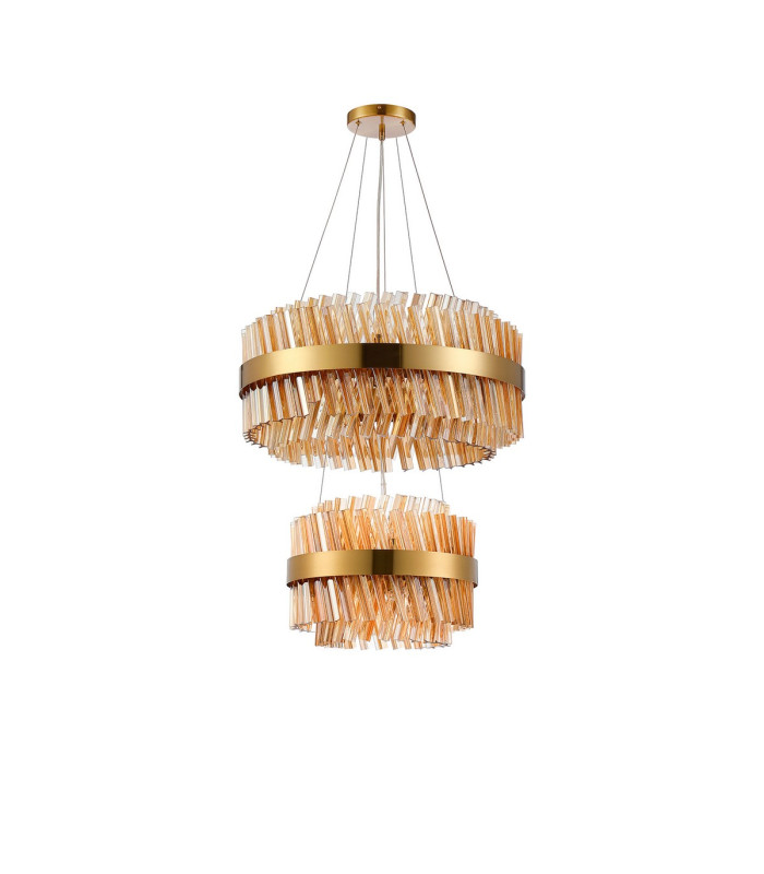 Lysander 2 Tier 40cm + 60cm Pendant 10 + 18 Light G9 Brass/Amber Item Weight: 27kg-9
