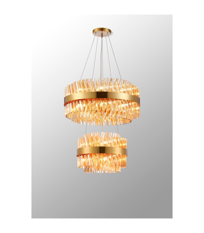 Lysander 2 Tier 40cm + 60cm Pendant 10 + 18 Light G9 Brass/Amber Item Weight: 27kg-11