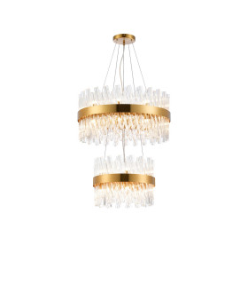 Lysander 2 Tier 40cm + 60cm Pendant 10 + 18 Light G9 Brass/Clear Item Weight: 27kg-1