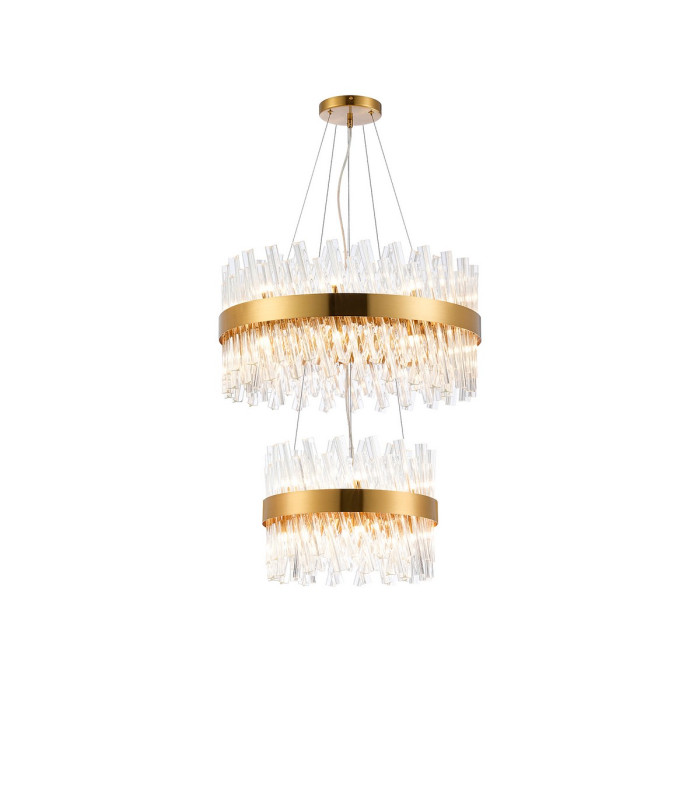 Lysander 2 Tier 40cm + 60cm Pendant 10 + 18 Light G9 Brass/Clear Item Weight: 27kg-1